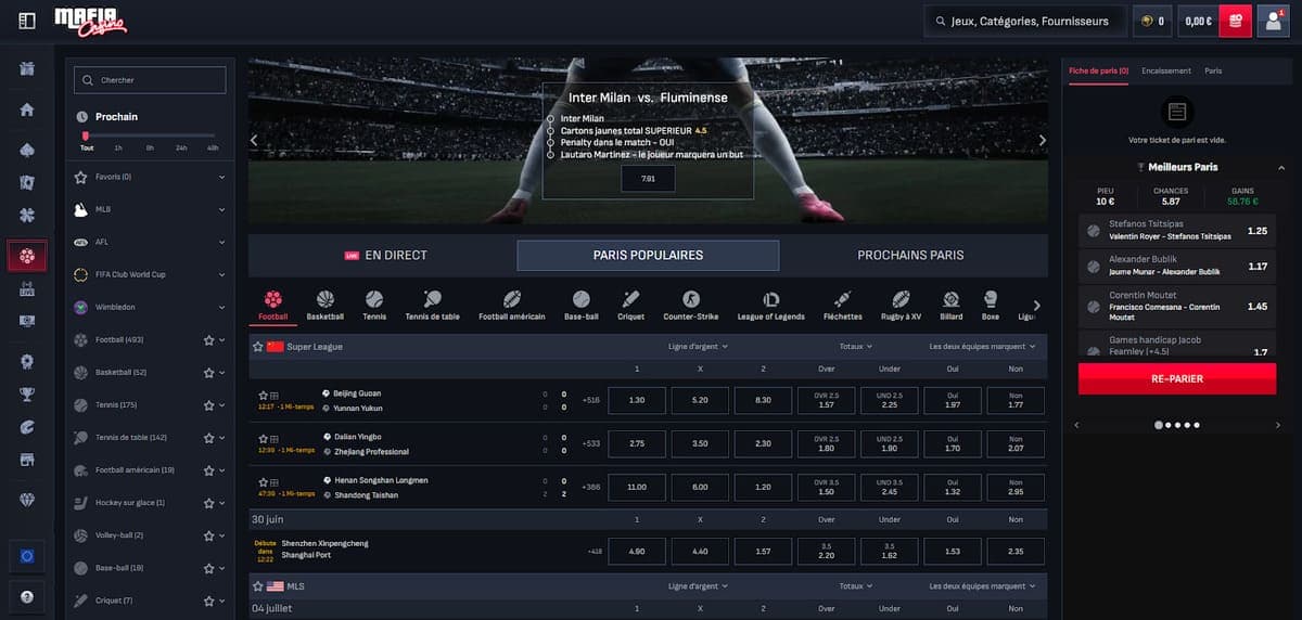 Paris sportifs Mafia Casino