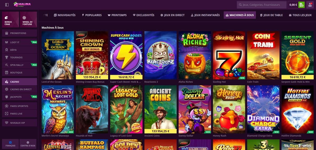 Machines à sous Malina Casino