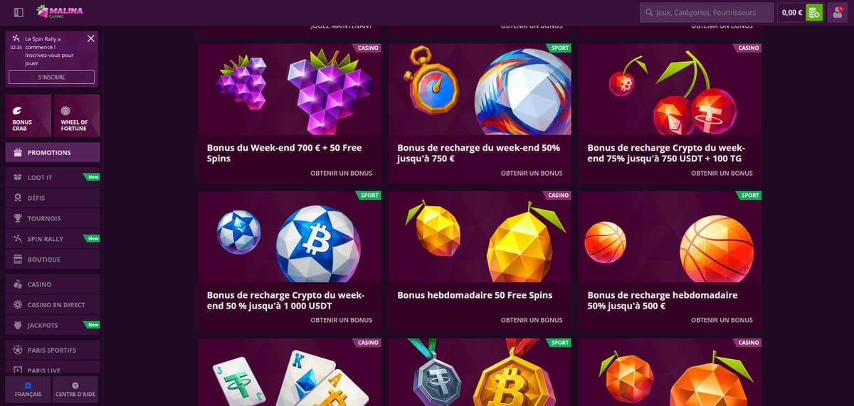 Promos Malina Casino