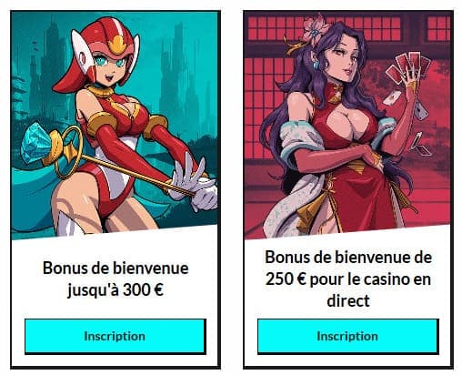 Bonus de bienvenue Manga casino