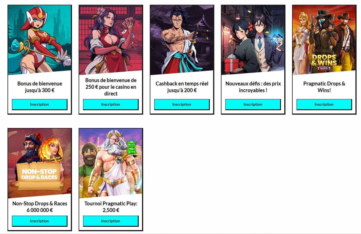 Bonus et promotions du casino Manga