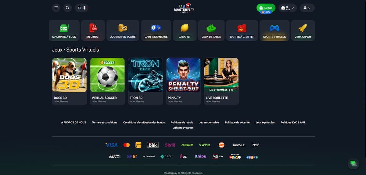 Sports virtuels MasterPlay Casino