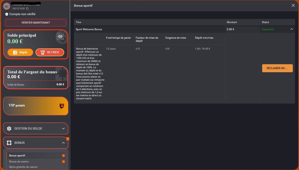 Bonus bienvenue Maxibet Casino