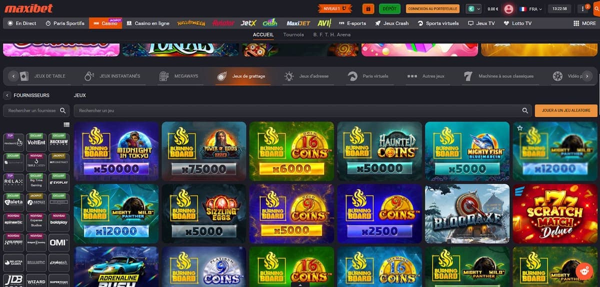 Jeux de grattage Maxibet Casino