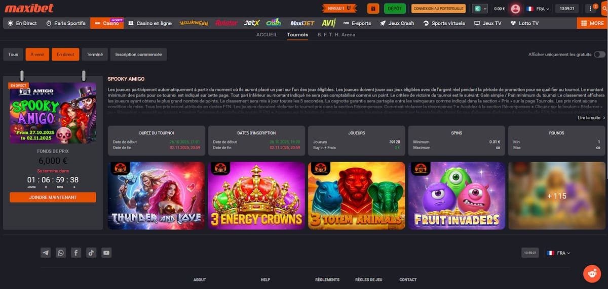 Tournois Maxibet Casino