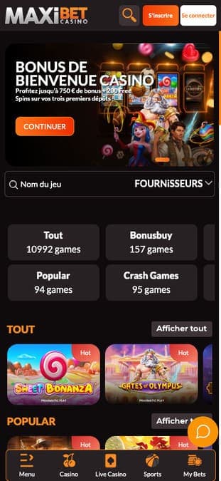 MaxiBet Casino Application