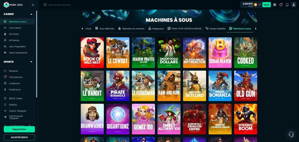 Machines à sous Mega Dice Casino