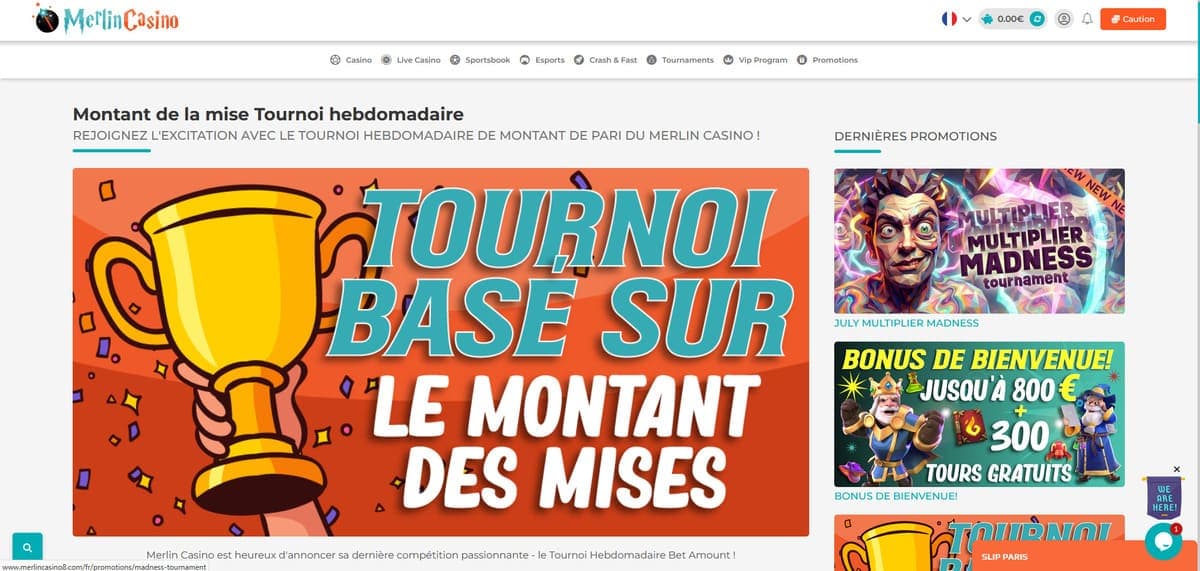 Tournois sur les mises Merlin Casino