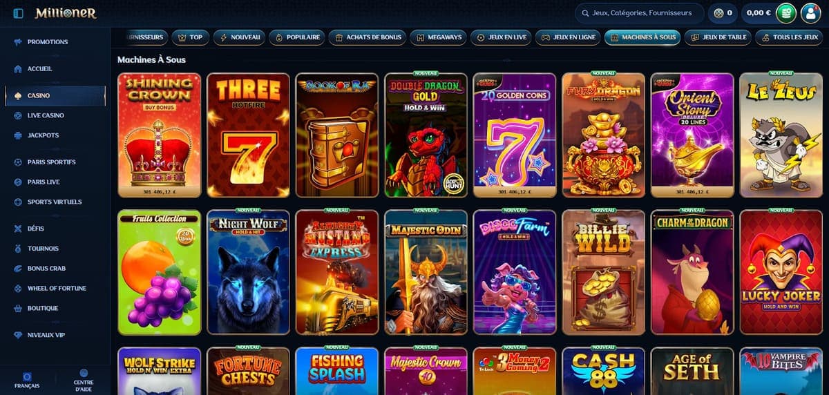 Machines à sous Millioner Casino
