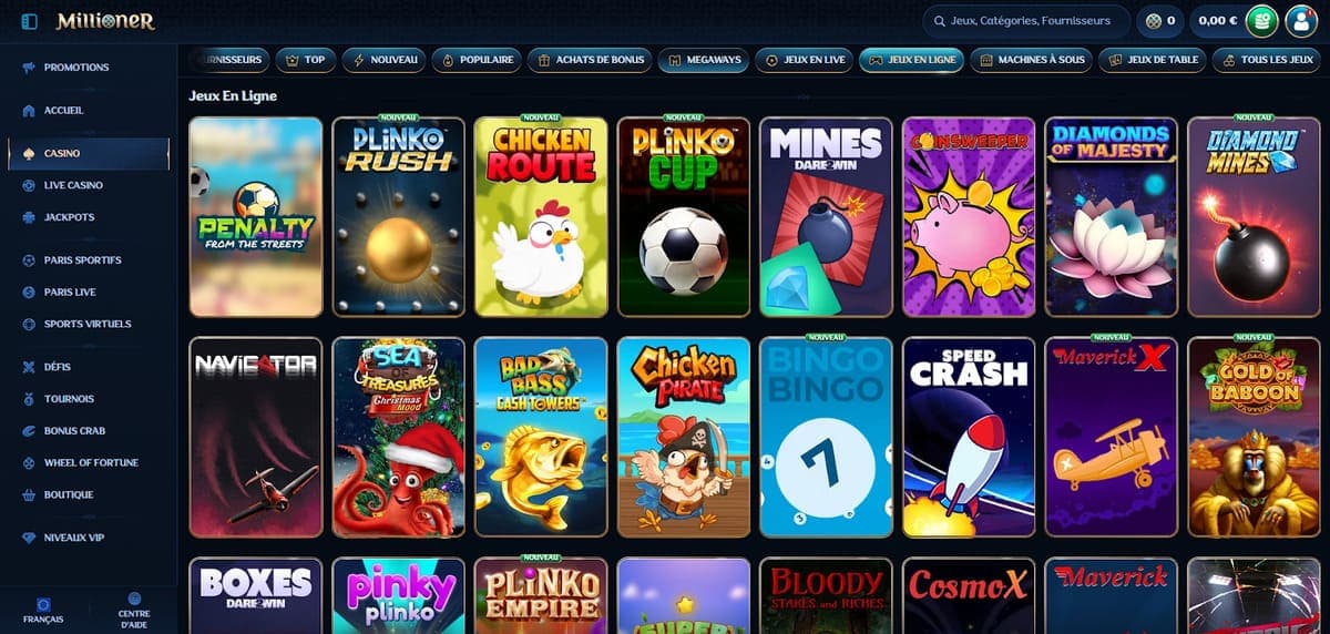 Mini jeux Millioner Casino