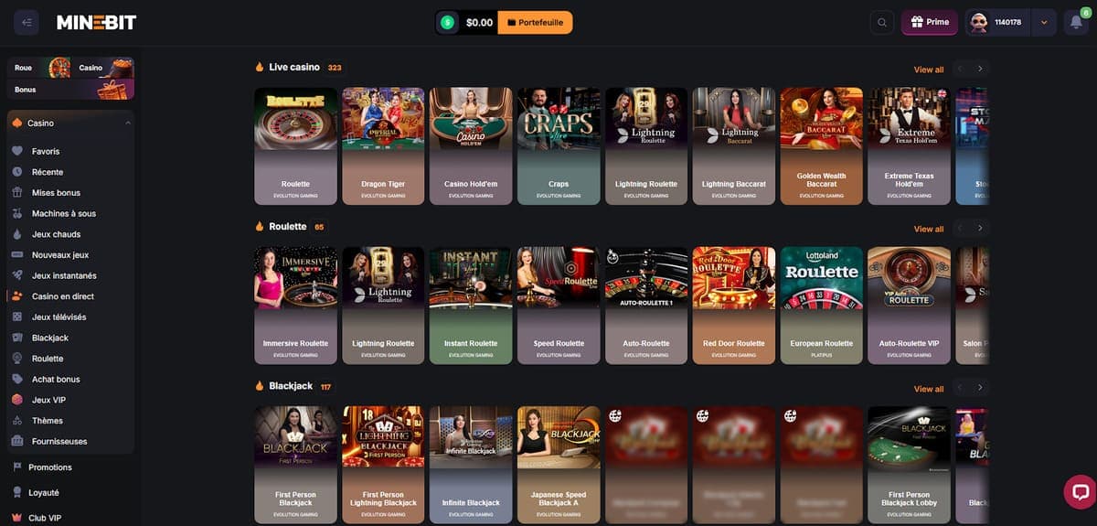 Live Minebit Casino
