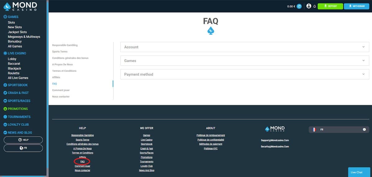 faq Mond Casino
