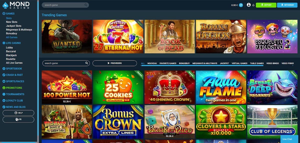 section games Mond Casino