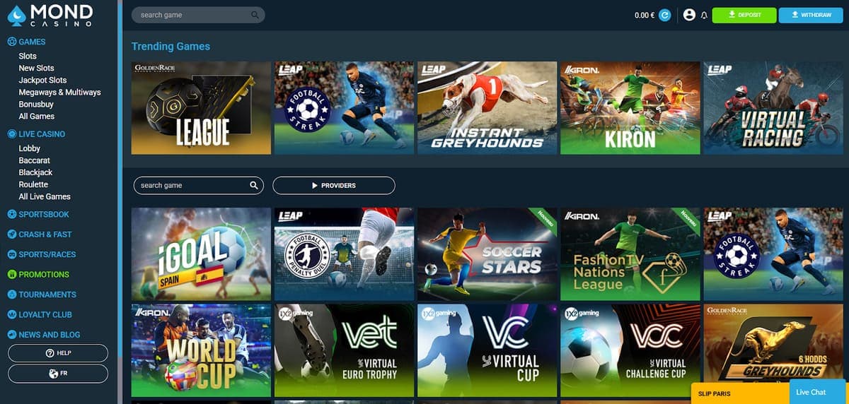 ligues virtuelles Mond Casino