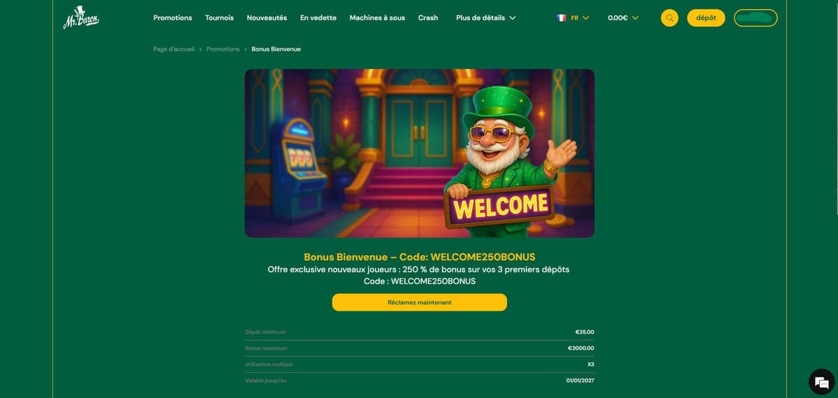 Bonus de bienvenue Mr Baron Casino