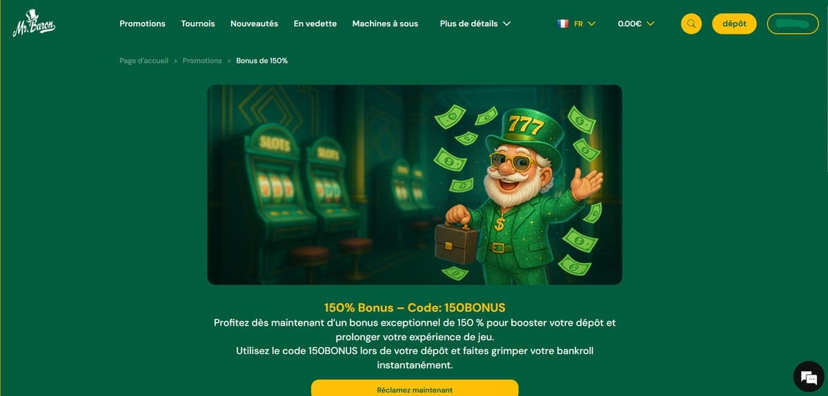 Bonus exclusif Mr Baron Casino