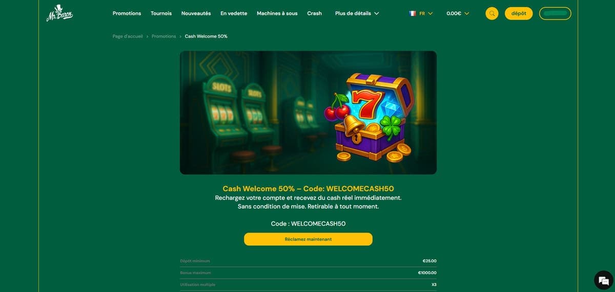 Cash welcome Mr Baron Casino