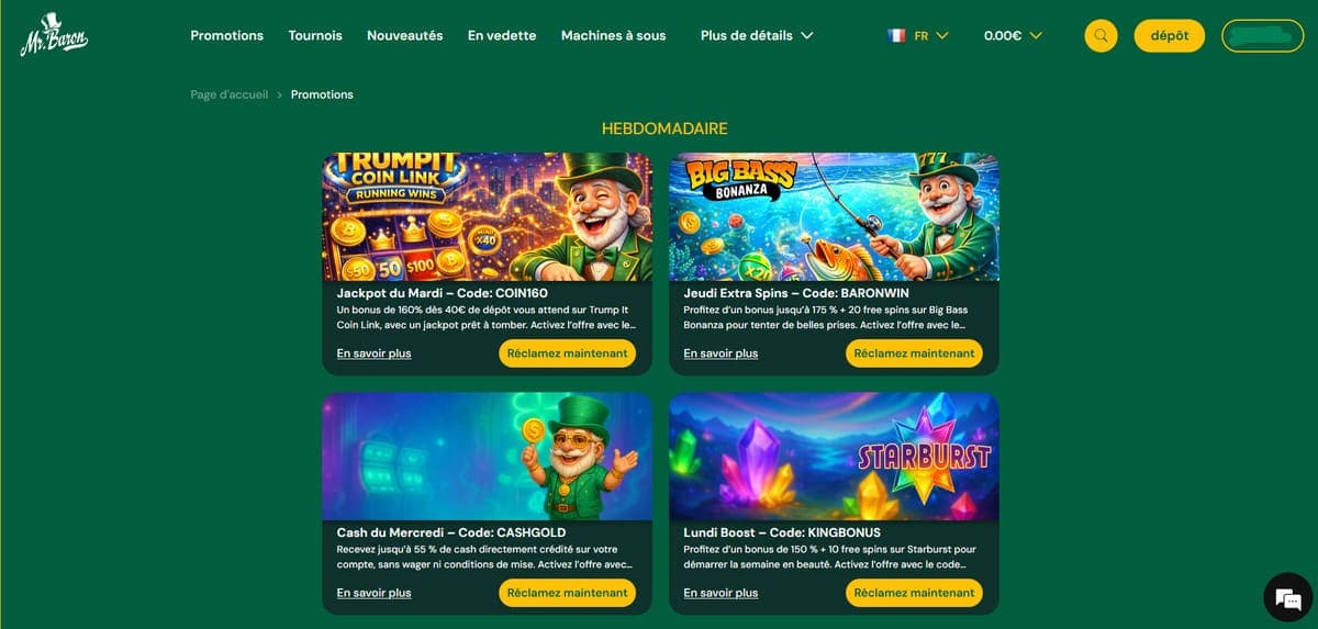 Promos Mr Baron Casino