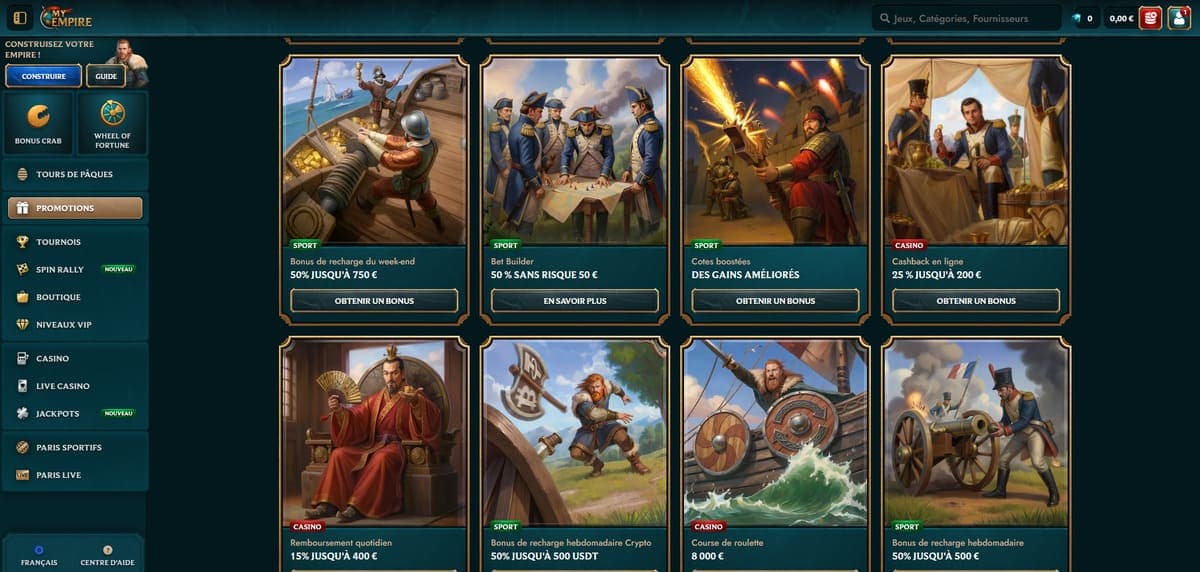 Autres promos My Empire Casino