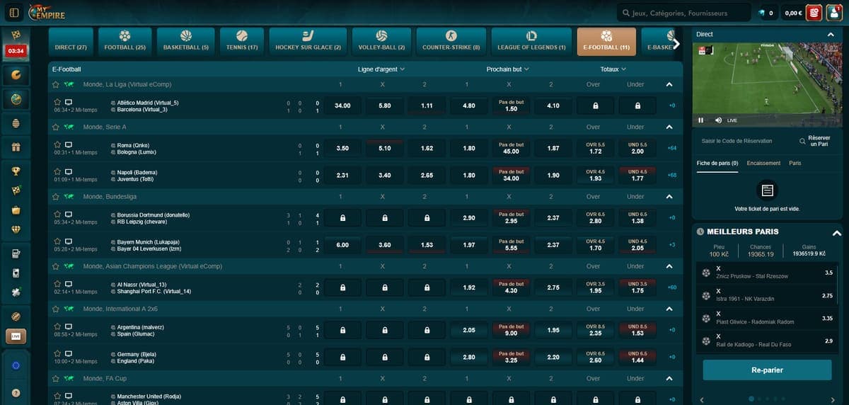 Paris en direct My Empire Casino