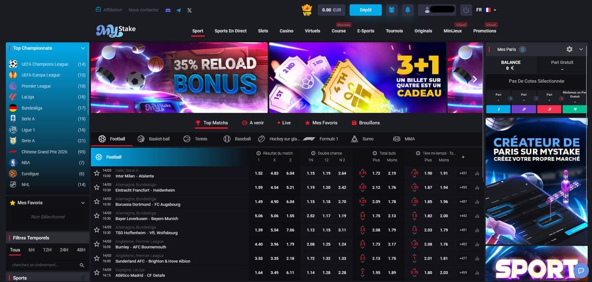 Paris sportifs MyStake Casino
