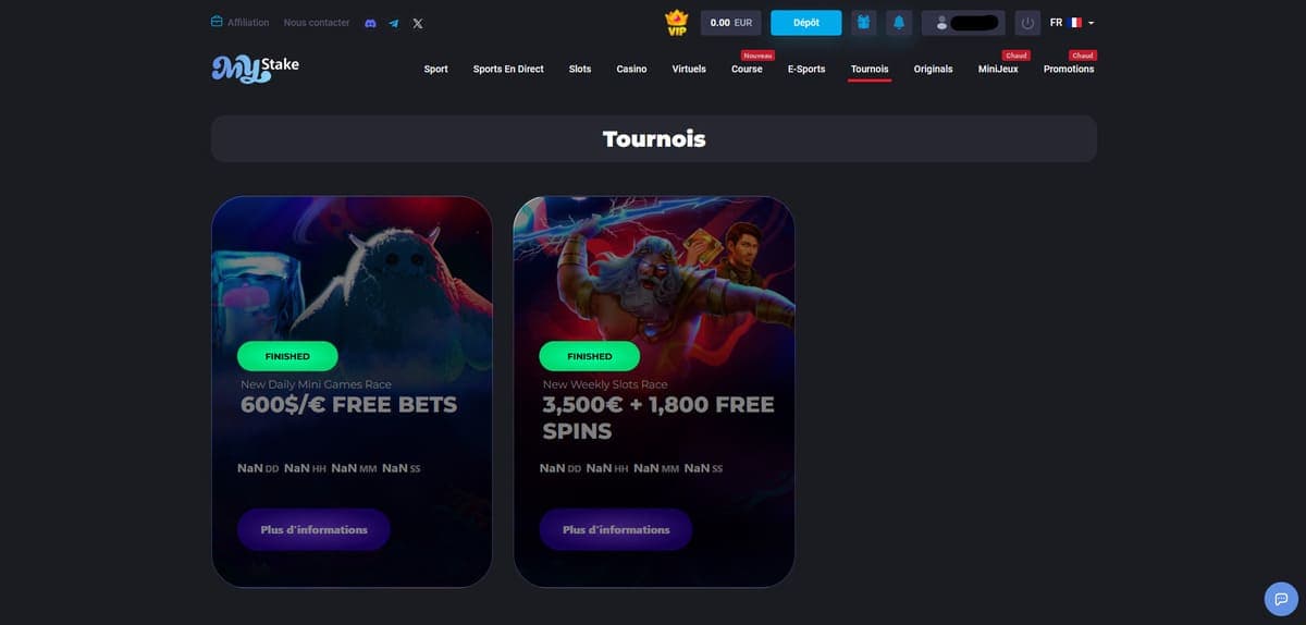 Tournois MyStake Casino