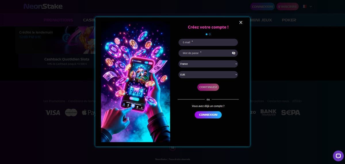 Inscription NeonStake Casino