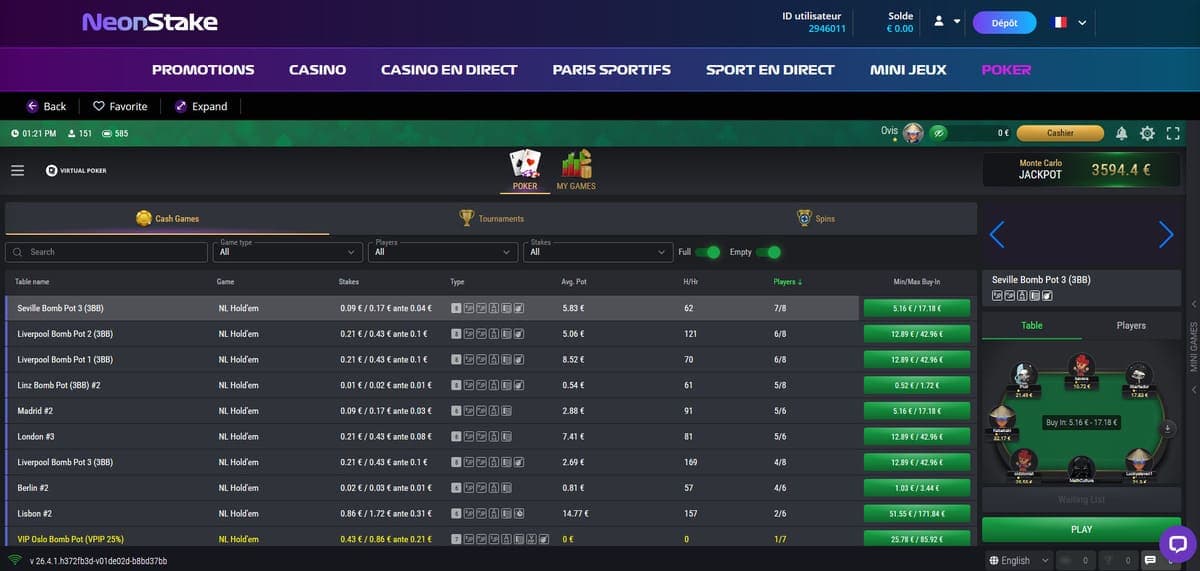 Poker NeonStake Casino