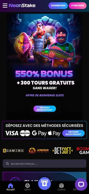 NeonStake casino application