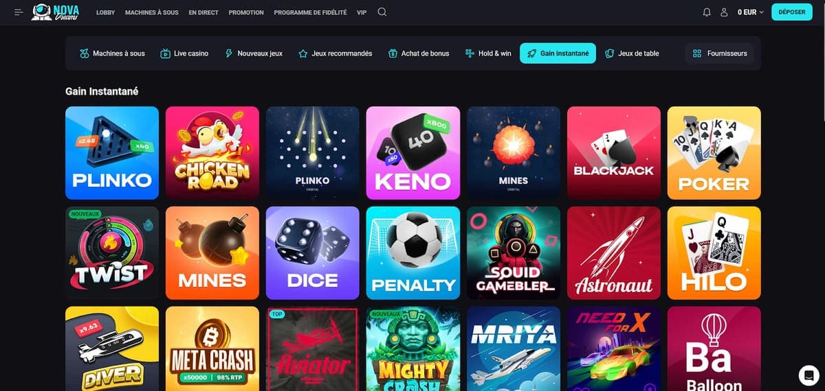 Mini jeux Nova Dreams Casino