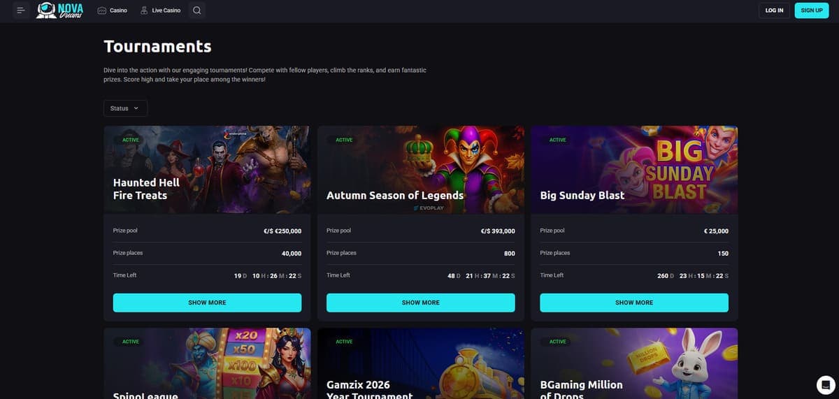 Tournois Nova Dreams Casino