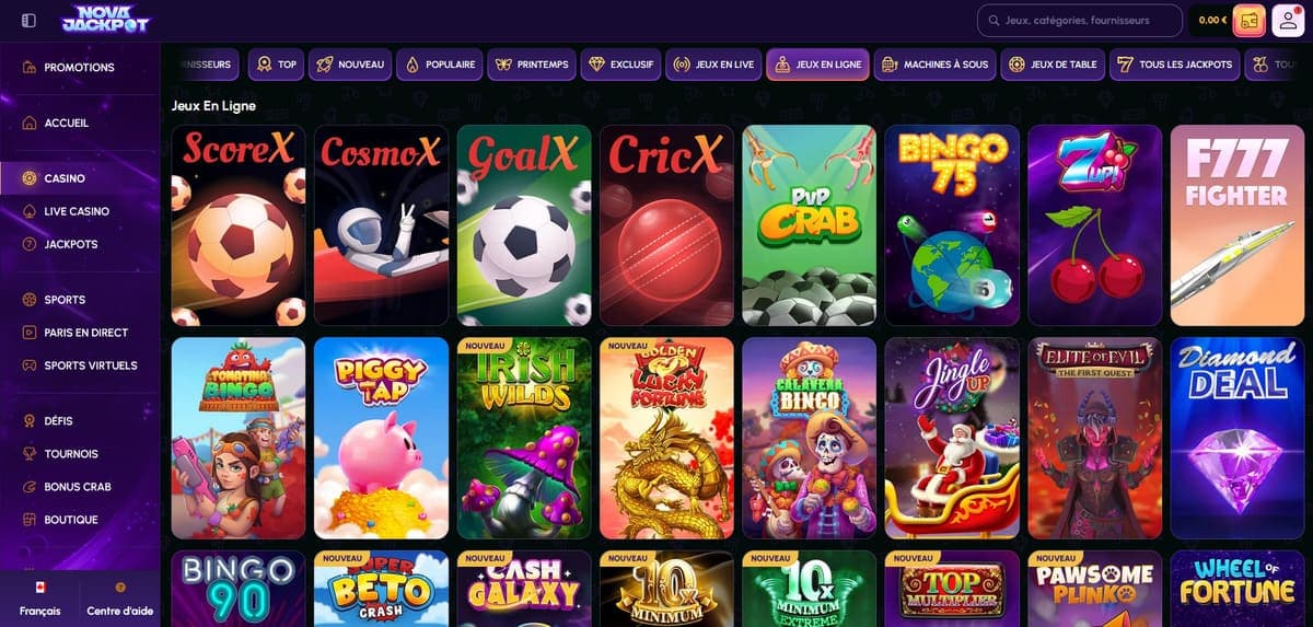 Autres jeux NovaJackpot Casino