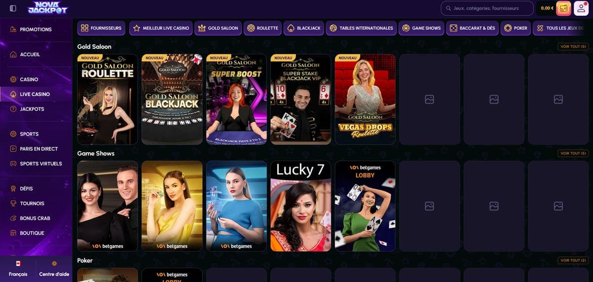 Live NovaJackpot Casino