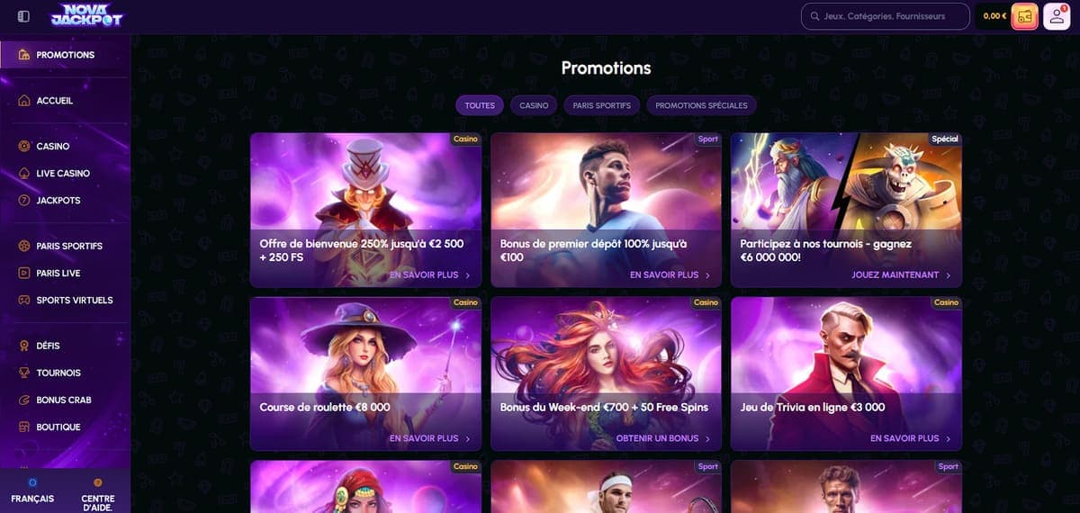 Promotions NovaJackpot Casino