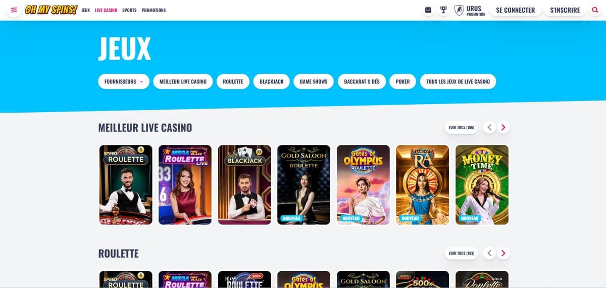 Live OhMySpins Casino