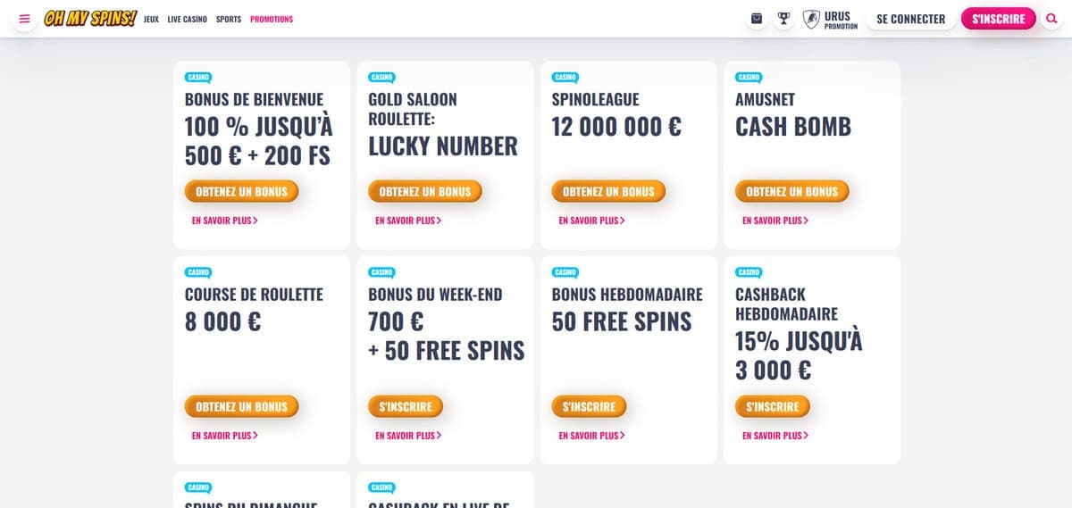 Promos OhMySpins Casino