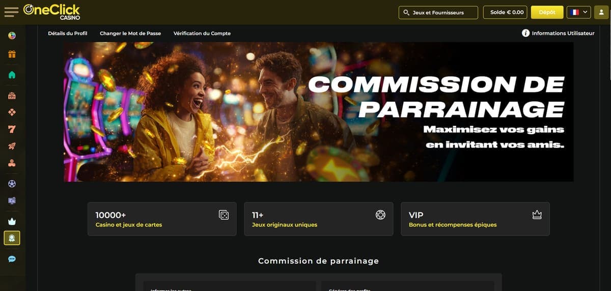Parrainage OneClick Casino