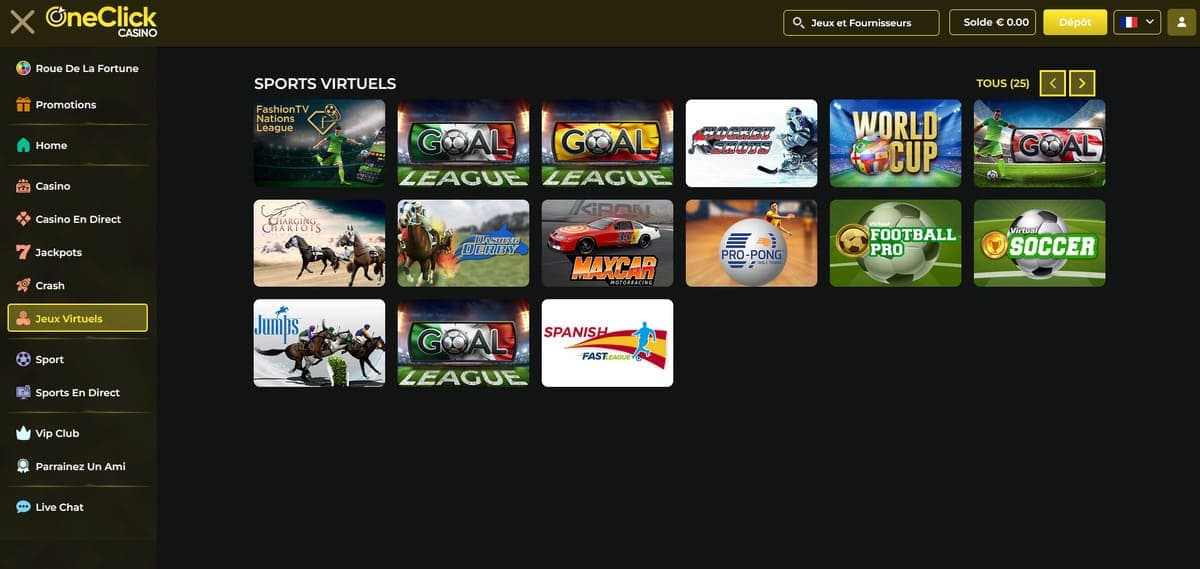 Sports virtuels OneClick Casino