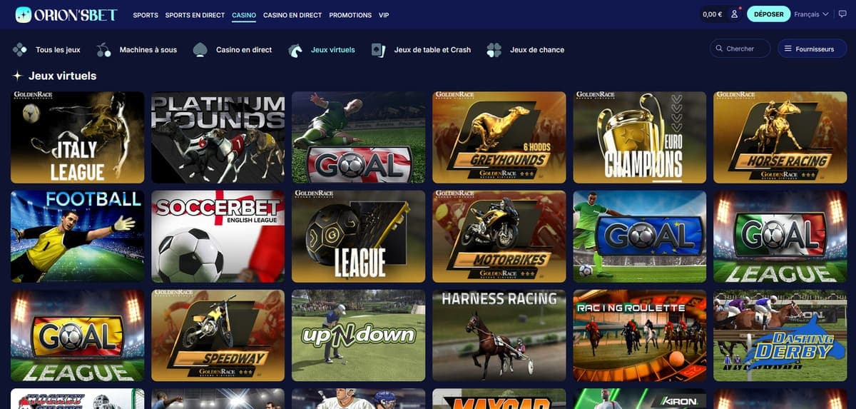 Jeux virtuels OrionsBet Casino