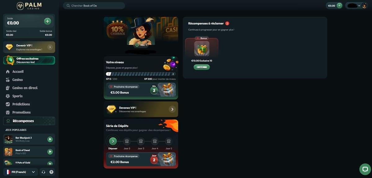 Récompenses Palm Casino