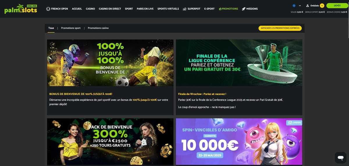 Autres promos Palm Slots Casino