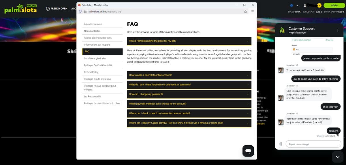 FAQ Palm Slots Casino