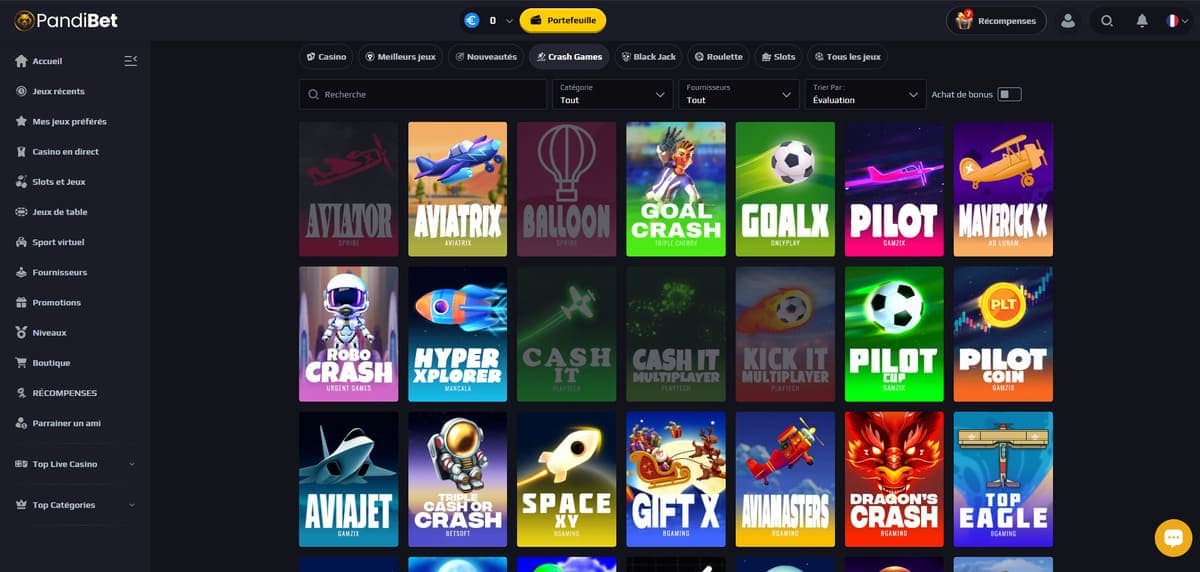 Autres jeux Pandibet Casino
