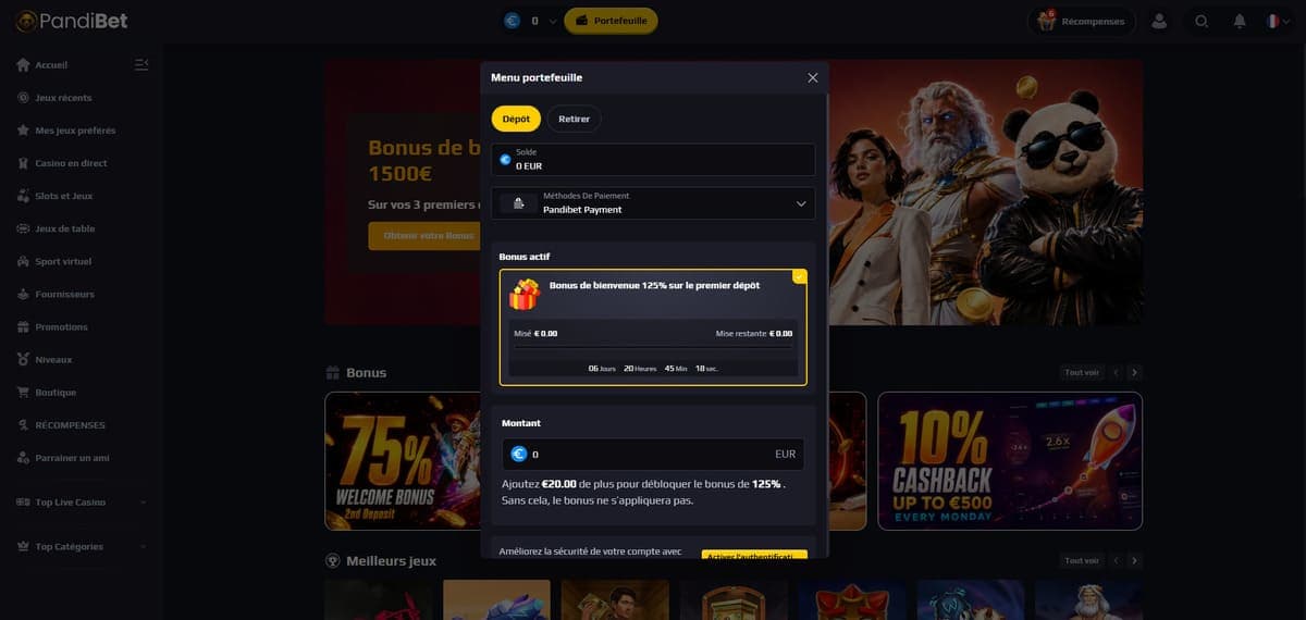 Dépôt Pandibet Casino