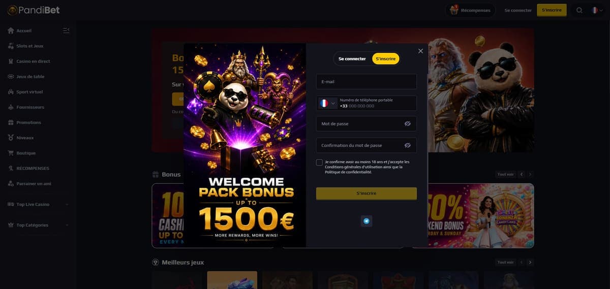 Inscription Pandibet Casino