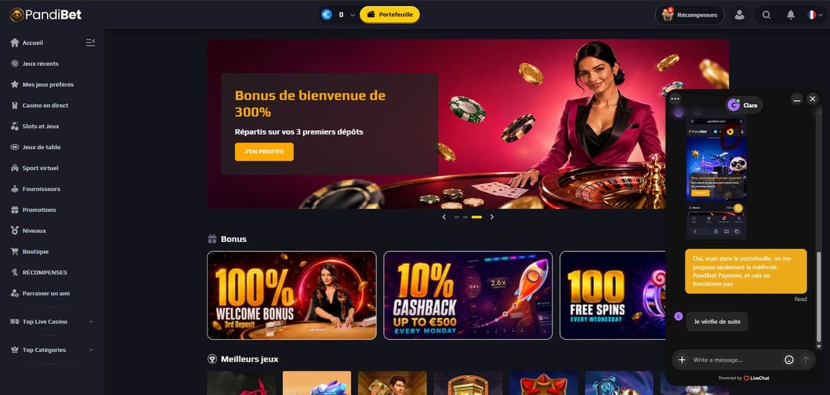Support client Pandibet Casino