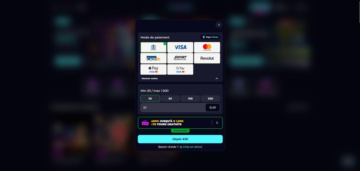 Dépôt PartySpinz Casino