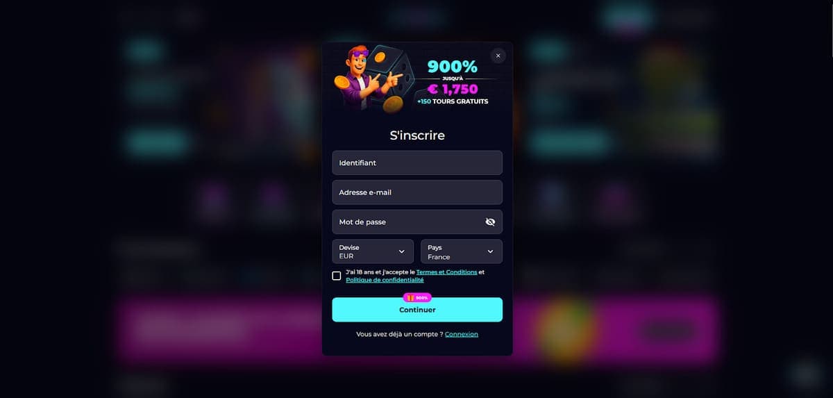 Inscription PartySpinz Casino