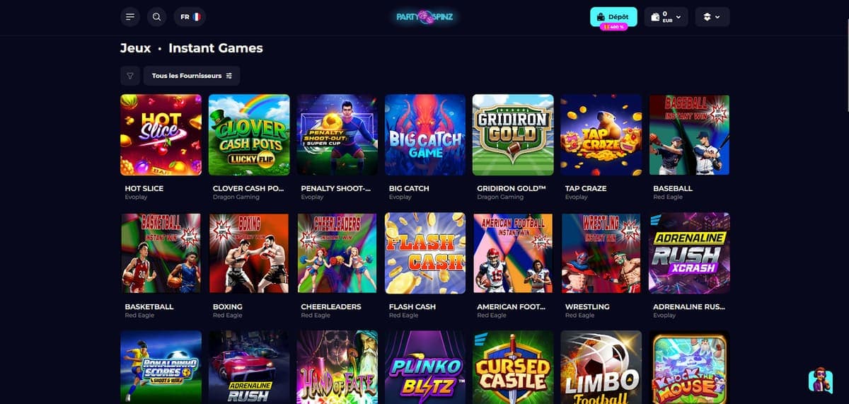 Instant games PartySpinz Casino