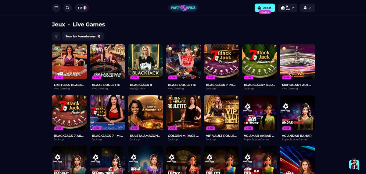 Live PartySpinz Casino